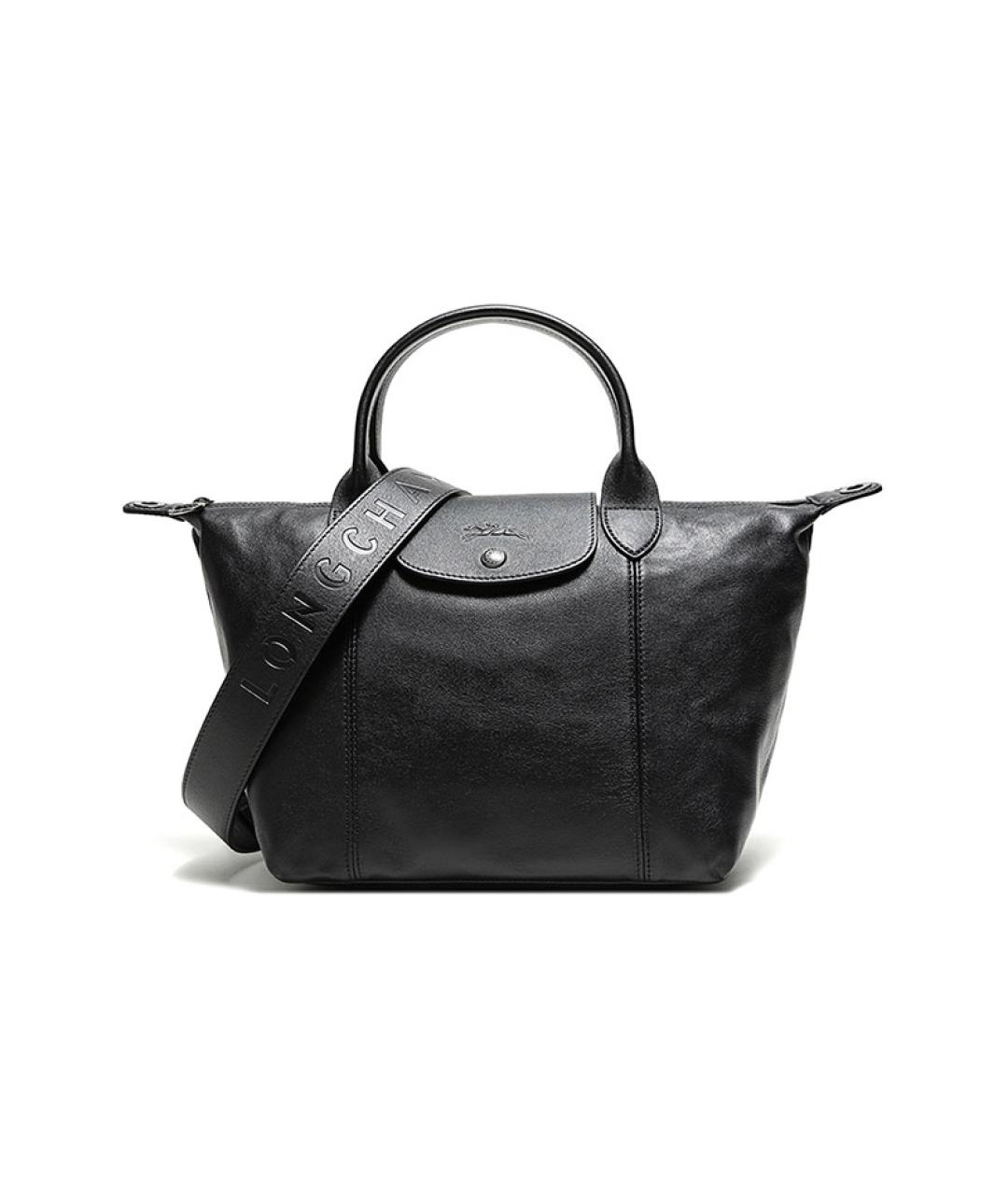 LONGCHAMP Черная кожаная сумка через плечо, фото 1