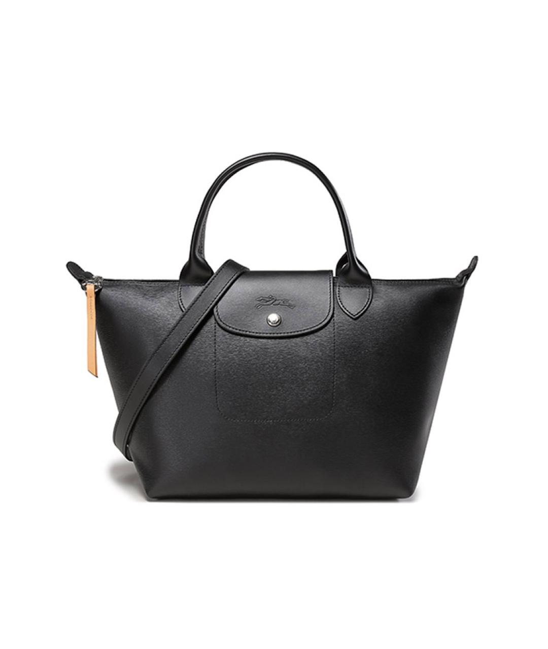 LONGCHAMP Черная кожаная сумка через плечо, фото 1