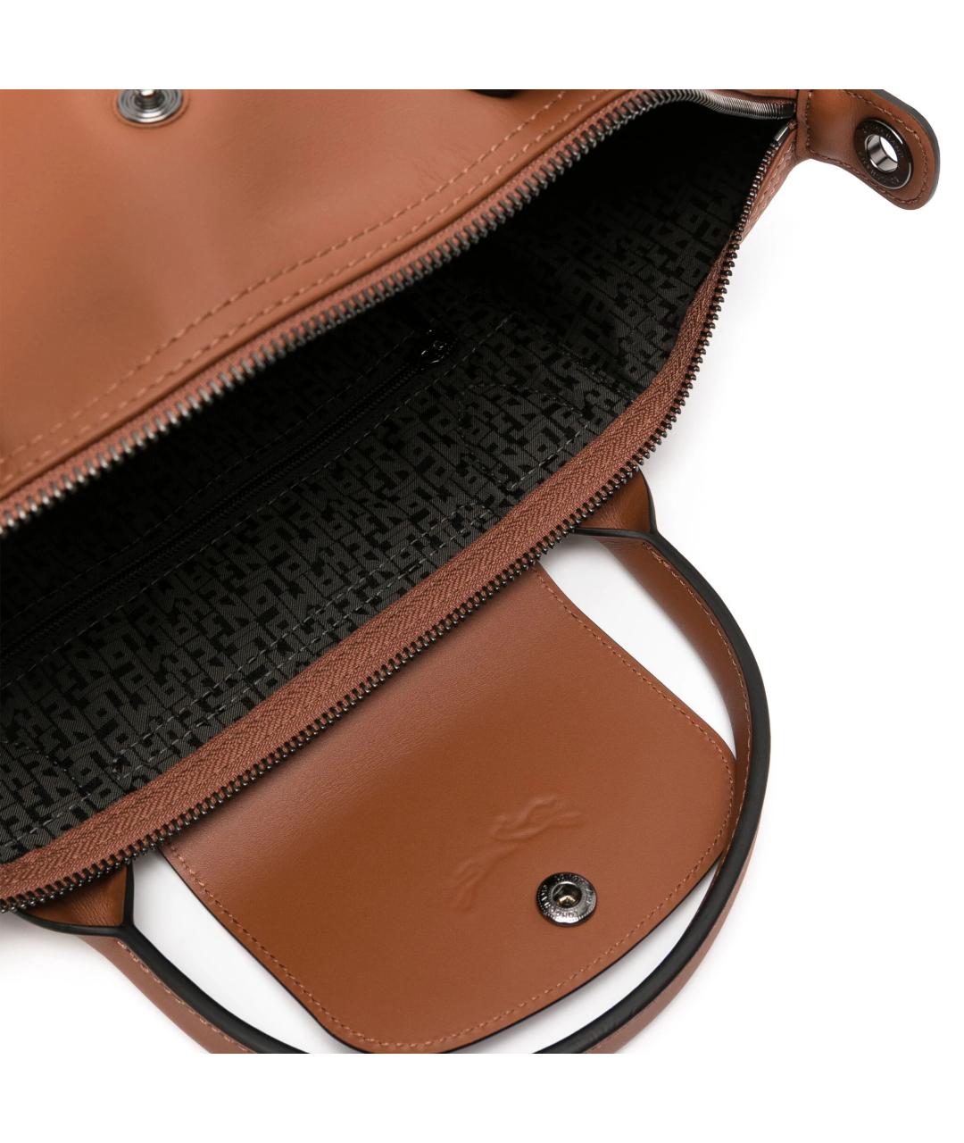 LONGCHAMP Коричневая кожаная сумка через плечо, фото 3