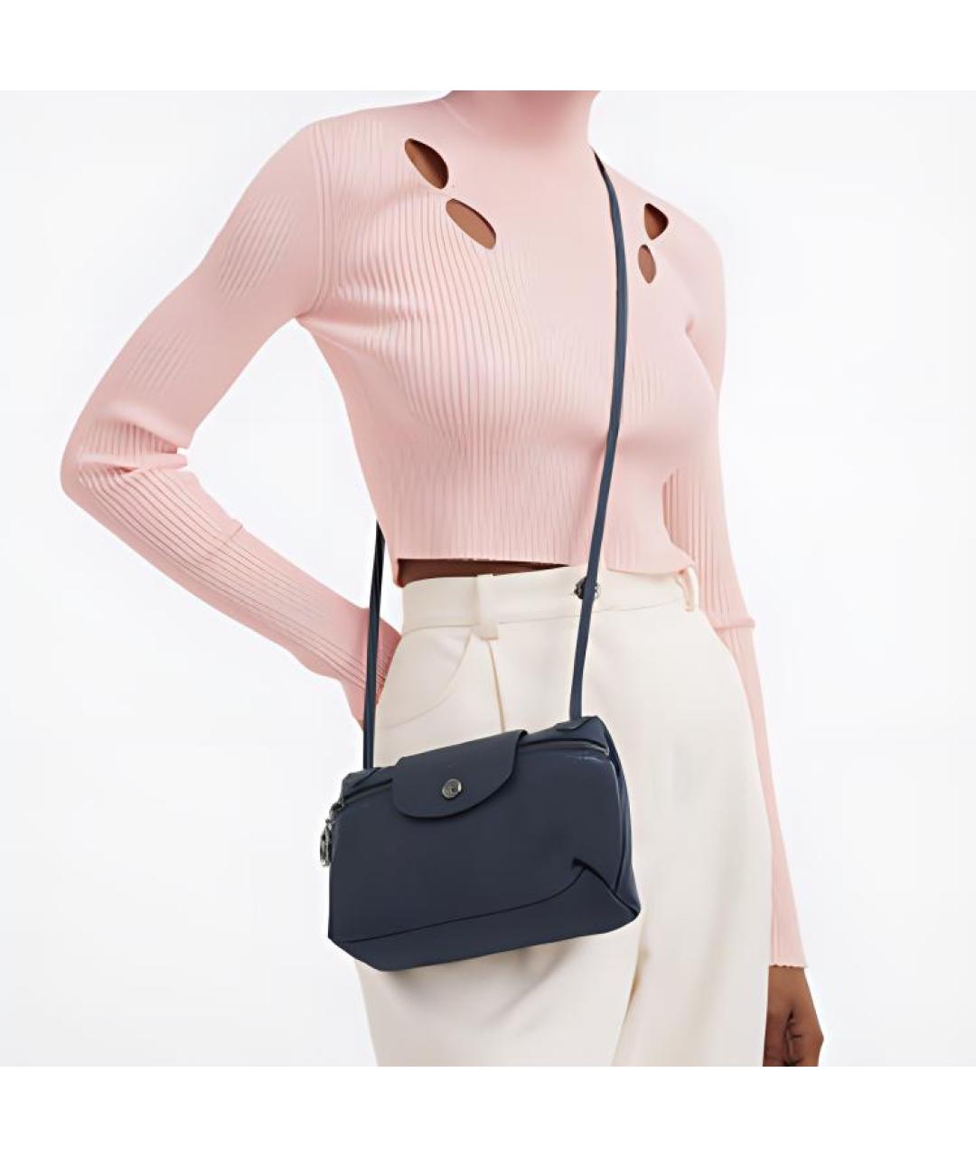 LONGCHAMP Темно-синяя тканевая сумка через плечо, фото 4