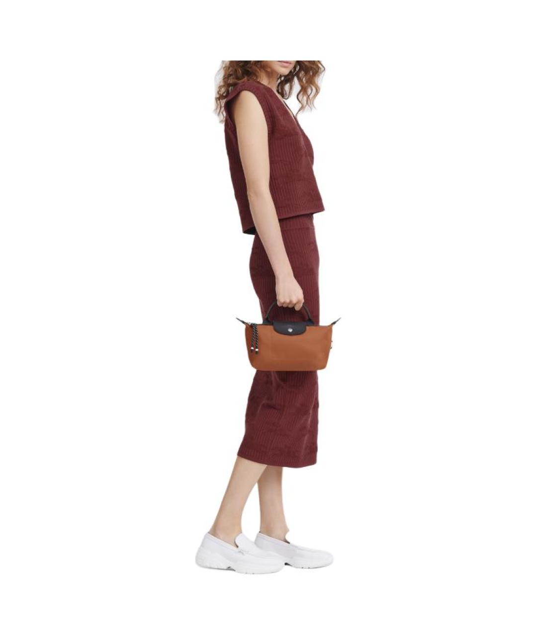 LONGCHAMP Коричневая тканевая сумка через плечо, фото 5