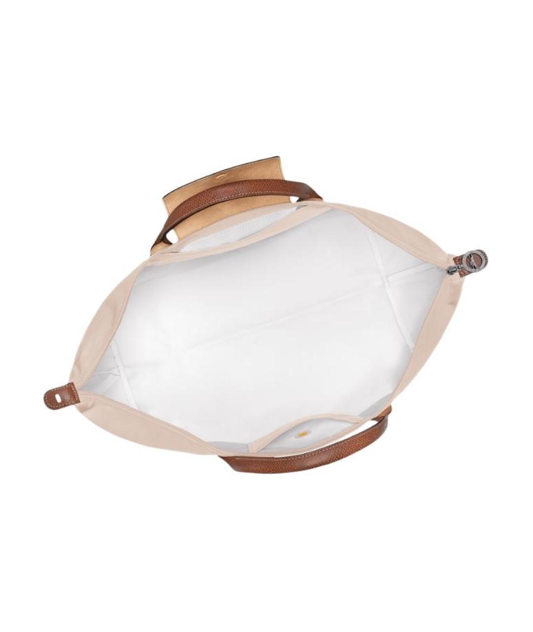 LONGCHAMP Бежевая тканевая сумка через плечо, фото 5