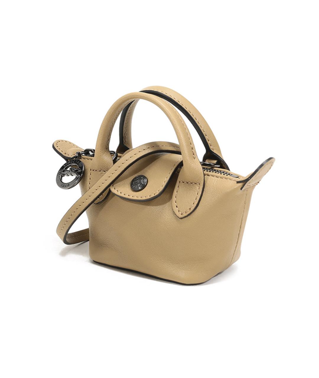 LONGCHAMP Бежевая кожаная сумка через плечо, фото 2