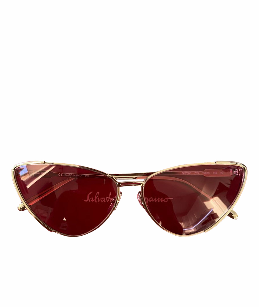 SALVATORE FERRAGAMO Розовые металлические солнцезащитные очки, фото 1