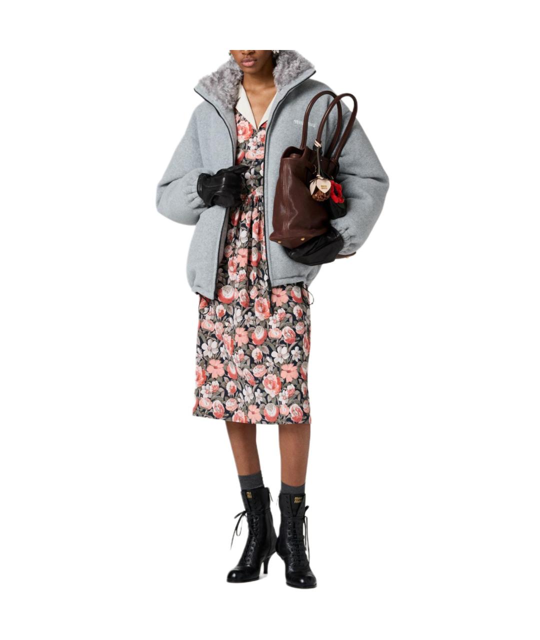 MIU MIU Серый пуховик, фото 2