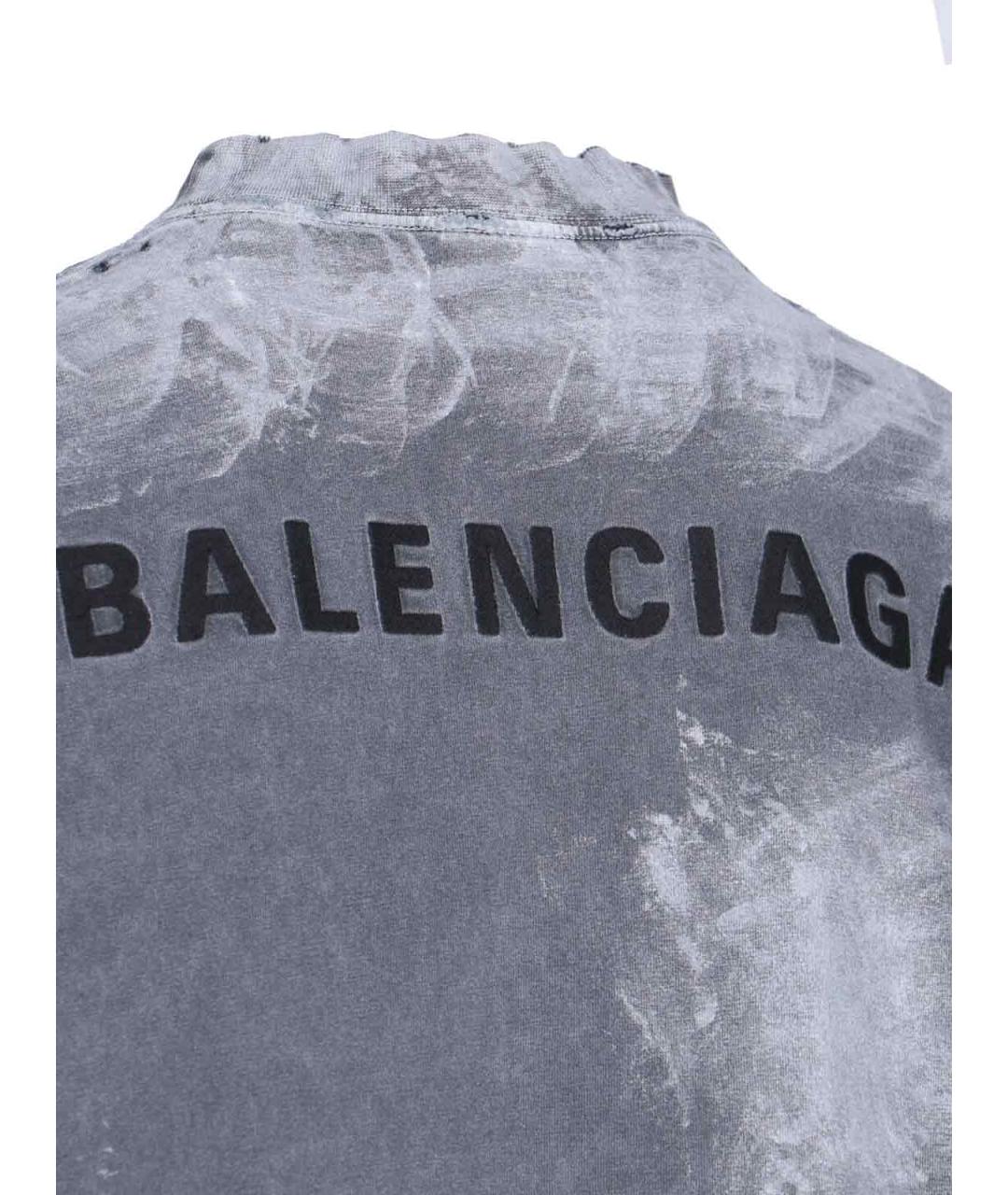 BALENCIAGA Серая хлопковая футболка, фото 3