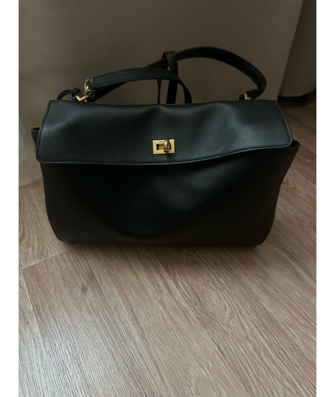 BALENCIAGA Черная кожаная сумка тоут, фото 2