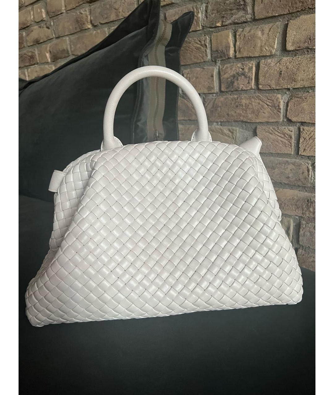 BOTTEGA VENETA Белая кожаная сумка через плечо, фото 7