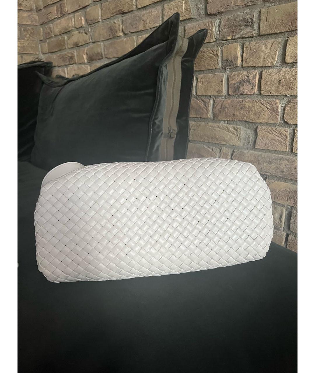BOTTEGA VENETA Белая кожаная сумка через плечо, фото 4