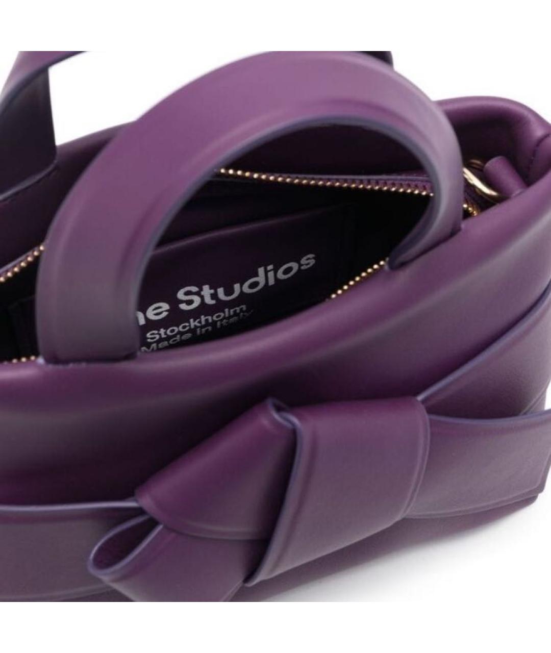 ACNE STUDIOS Фиолетовая кожаная сумка с короткими ручками, фото 3