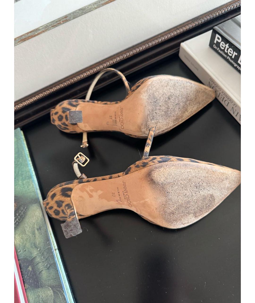 JIMMY CHOO Коричневые текстильные босоножки, фото 4