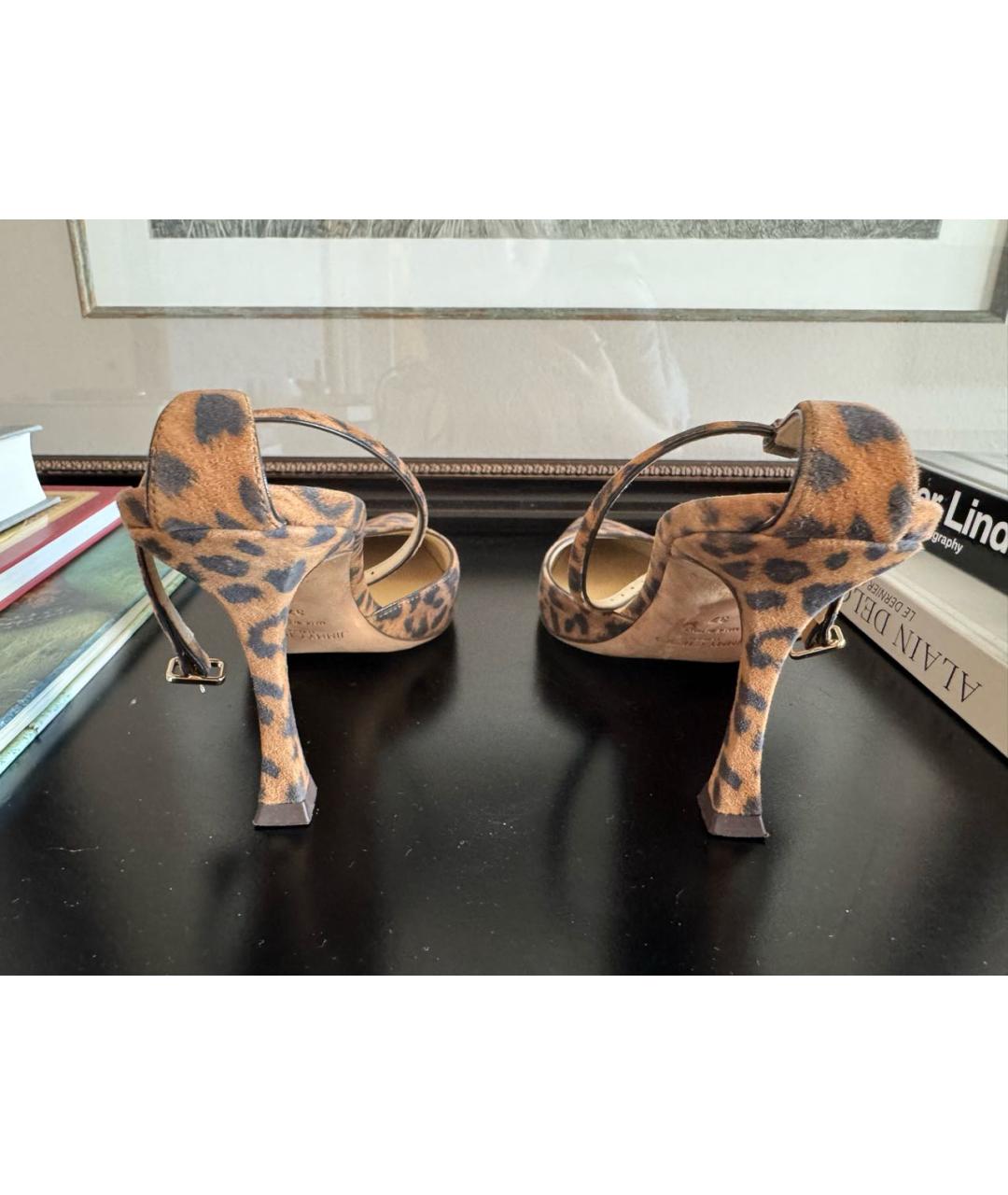 JIMMY CHOO Коричневые текстильные босоножки, фото 3