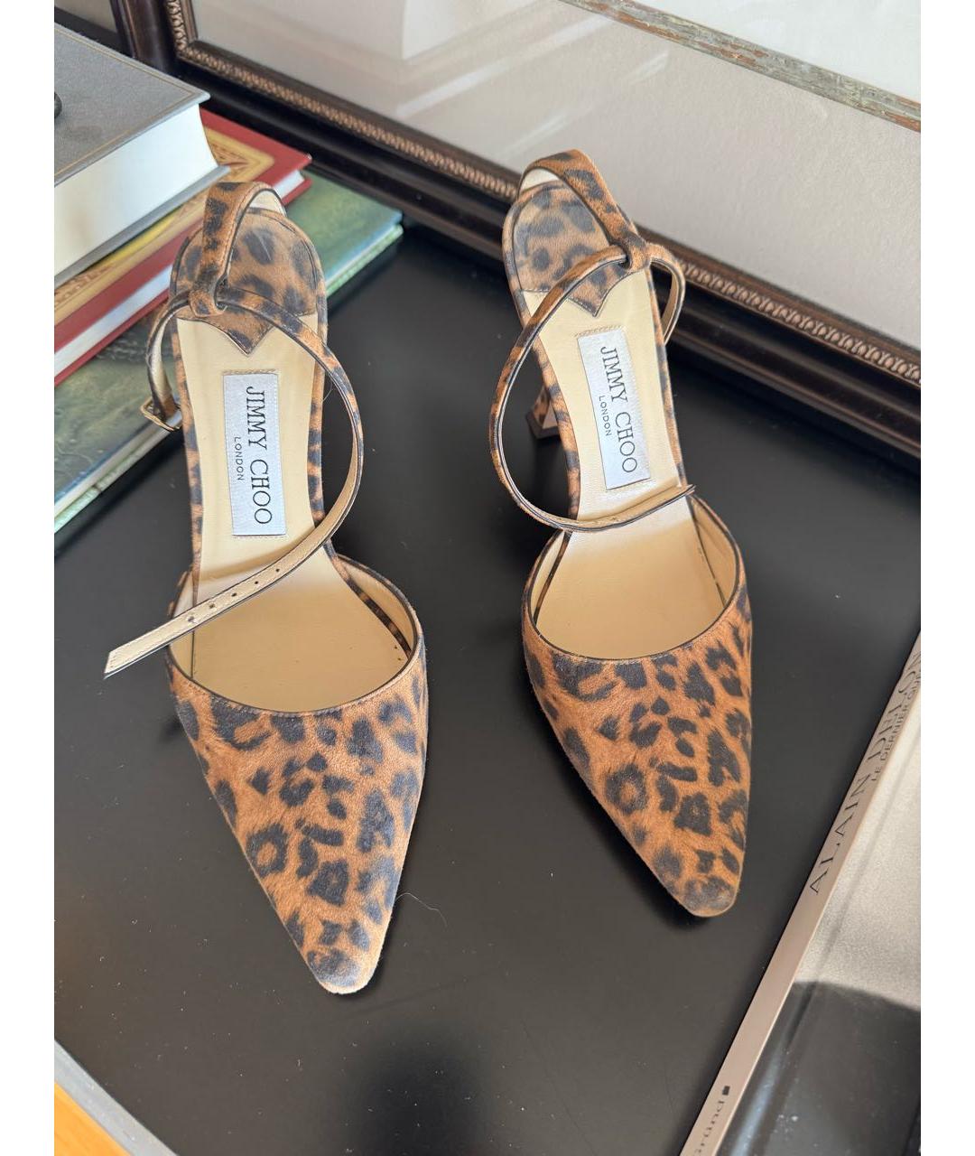 JIMMY CHOO Коричневые текстильные босоножки, фото 2