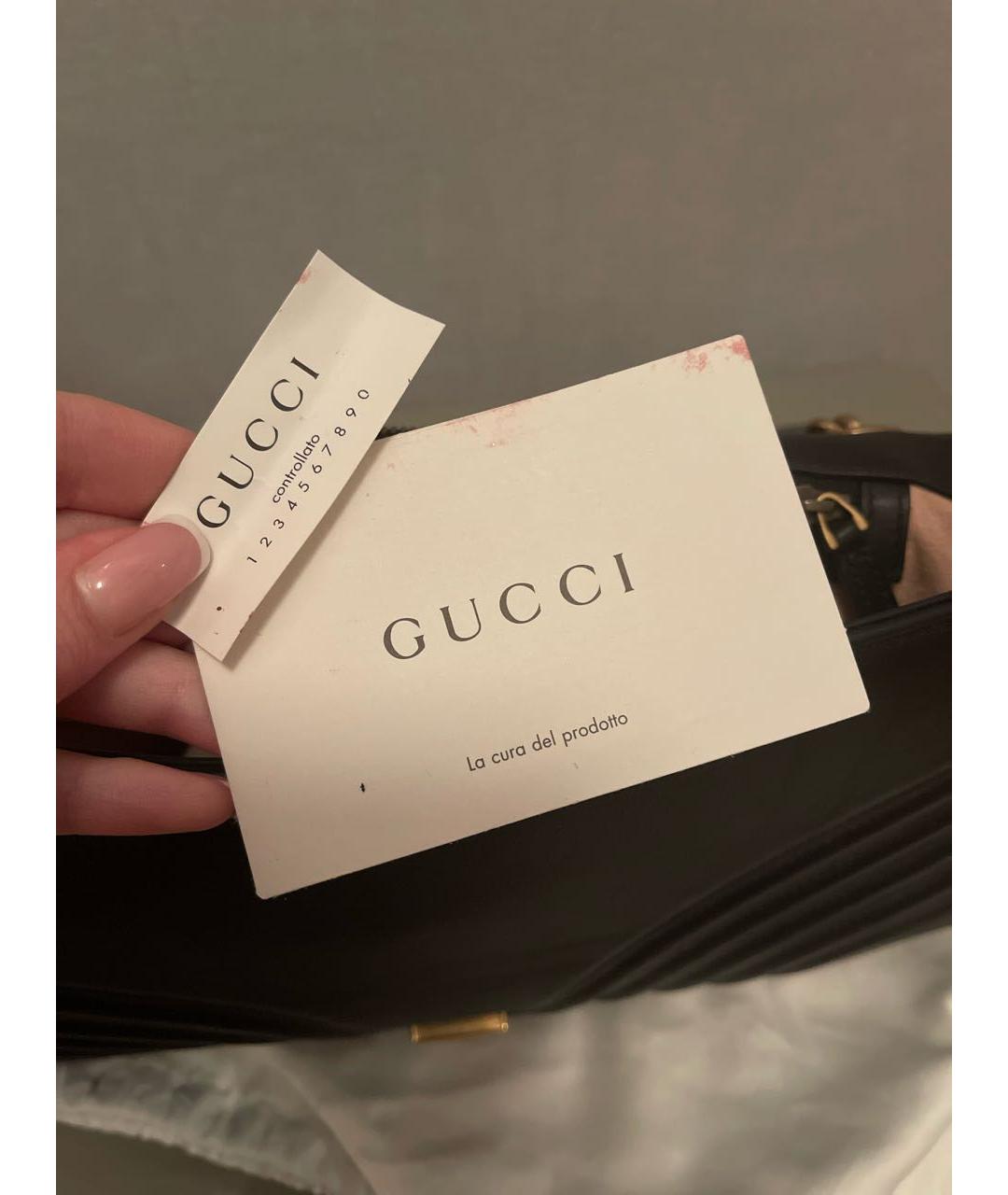 GUCCI Черная кожаная сумка через плечо, фото 5
