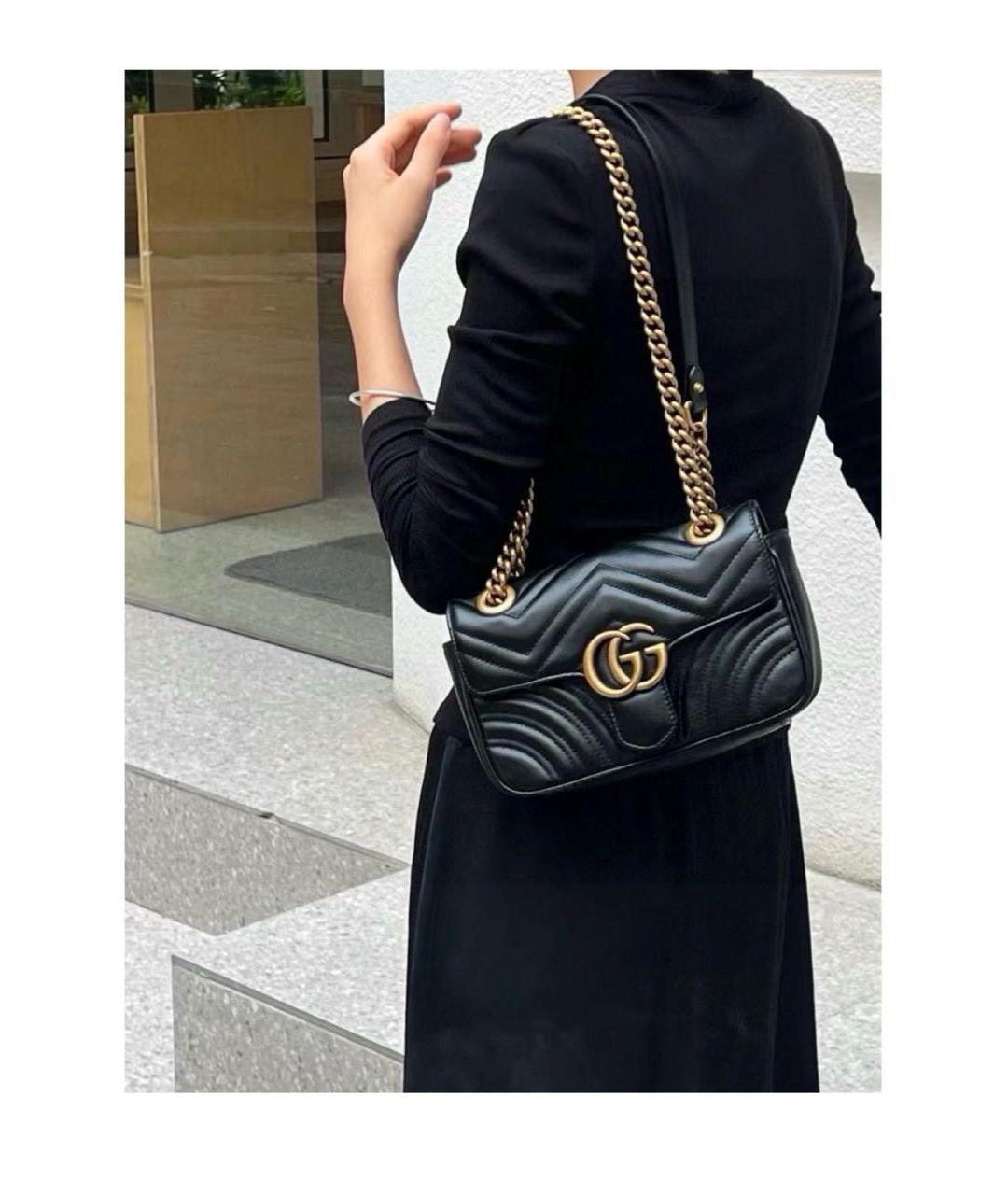 GUCCI Черная кожаная сумка через плечо, фото 8
