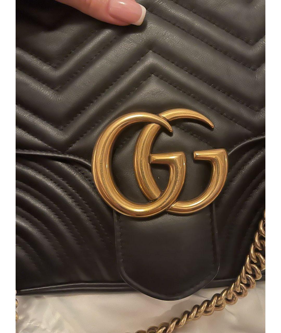 GUCCI Черная кожаная сумка через плечо, фото 6