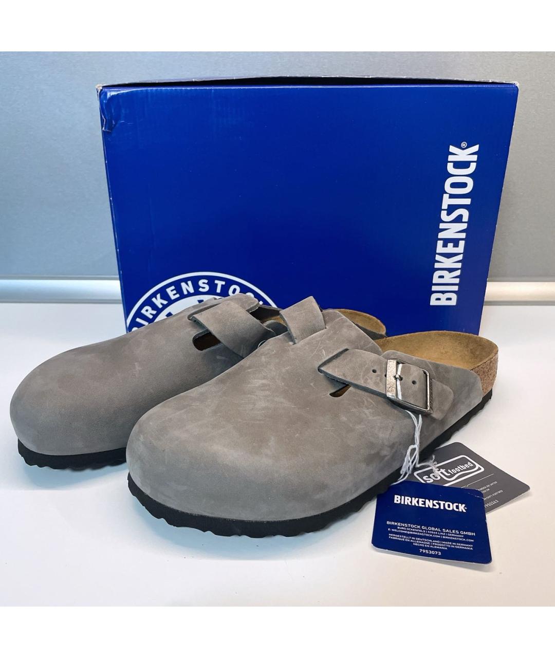 BIRKENSTOCK Серые кожаные сандалии, фото 5