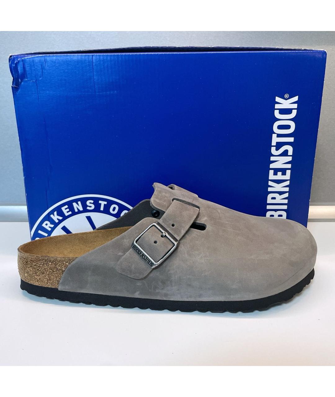 BIRKENSTOCK Серые кожаные сандалии, фото 8