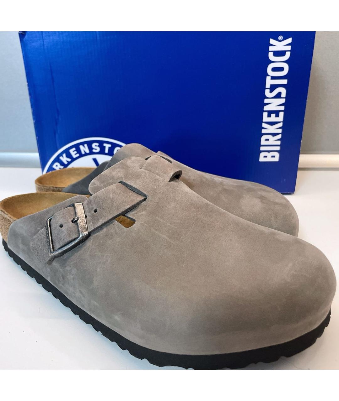 BIRKENSTOCK Серые кожаные сандалии, фото 6