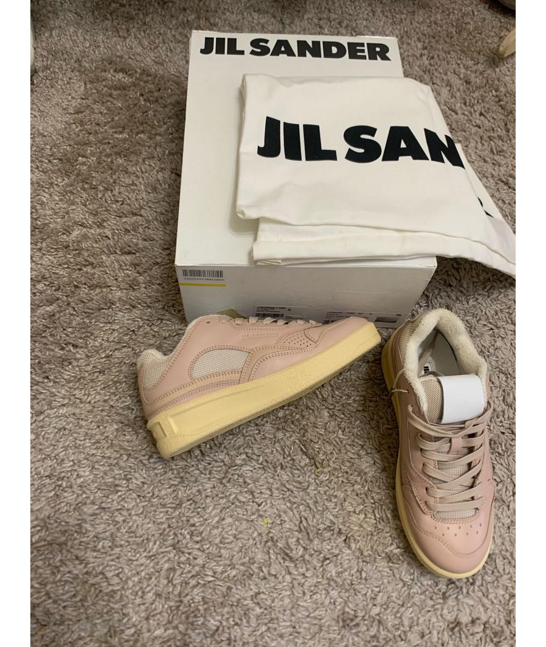 JIL SANDER Розовые кожаные кроссовки, фото 2