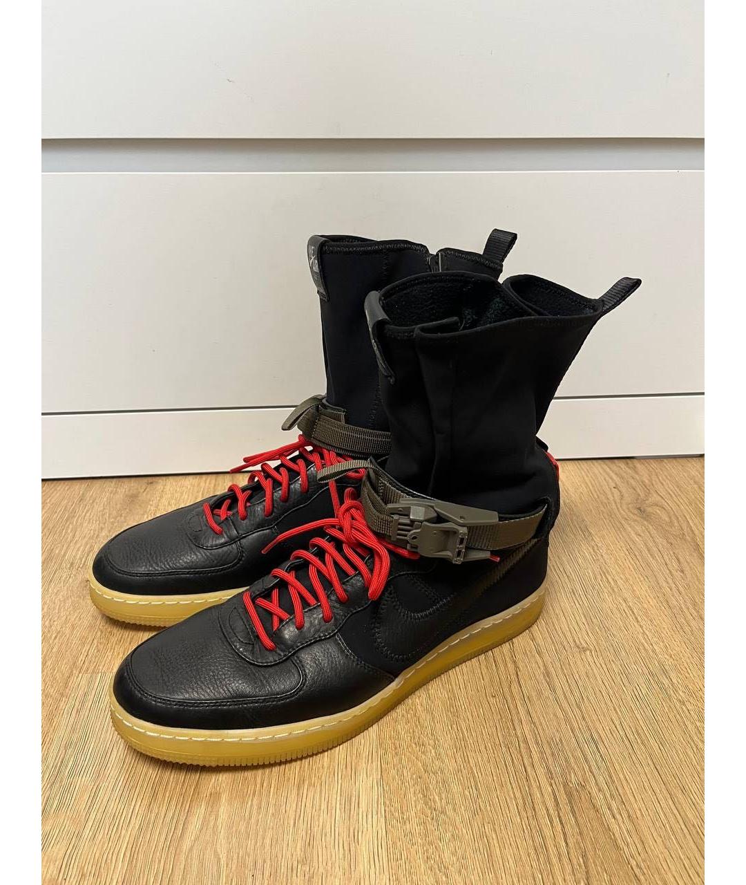 NIKE Черные кожаные высокие кроссовки / кеды, фото 9