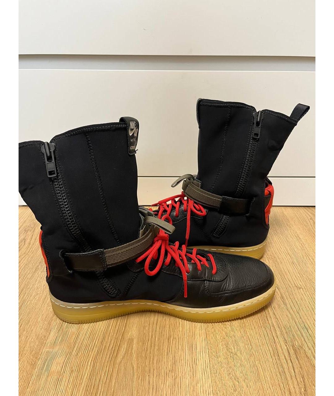 NIKE Черные кожаные высокие кроссовки / кеды, фото 3