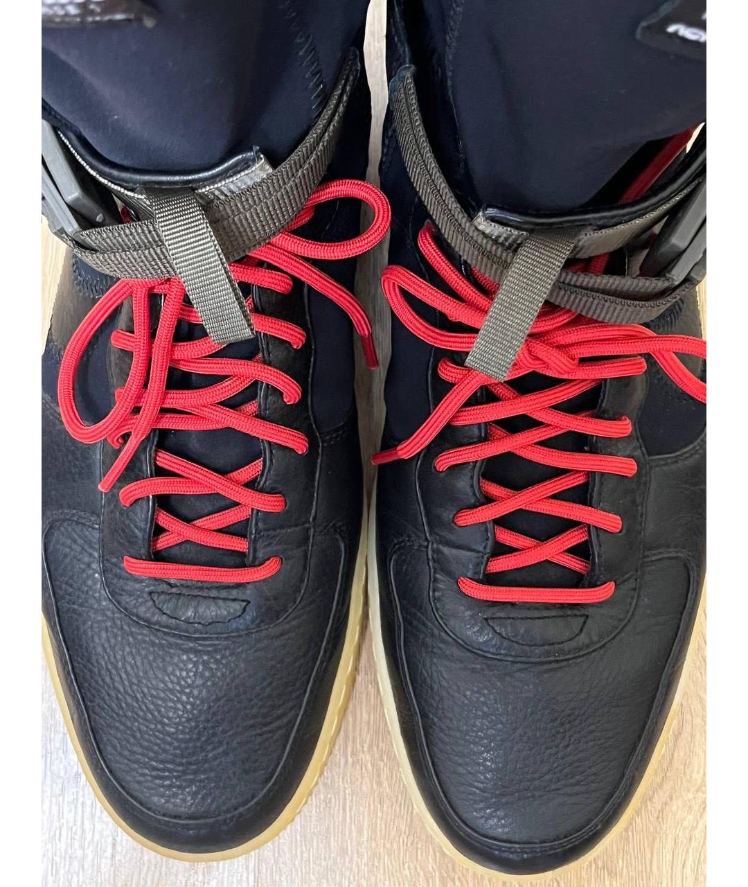 NIKE Черные кожаные высокие кроссовки / кеды, фото 2