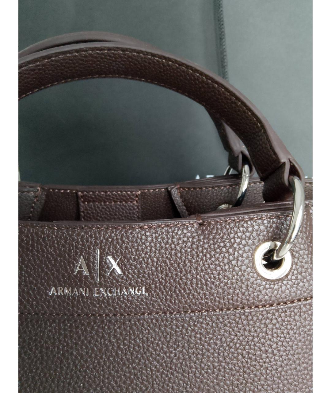 ARMANI EXCHANGE Коричневая сумка с короткими ручками из искусственной кожи, фото 2