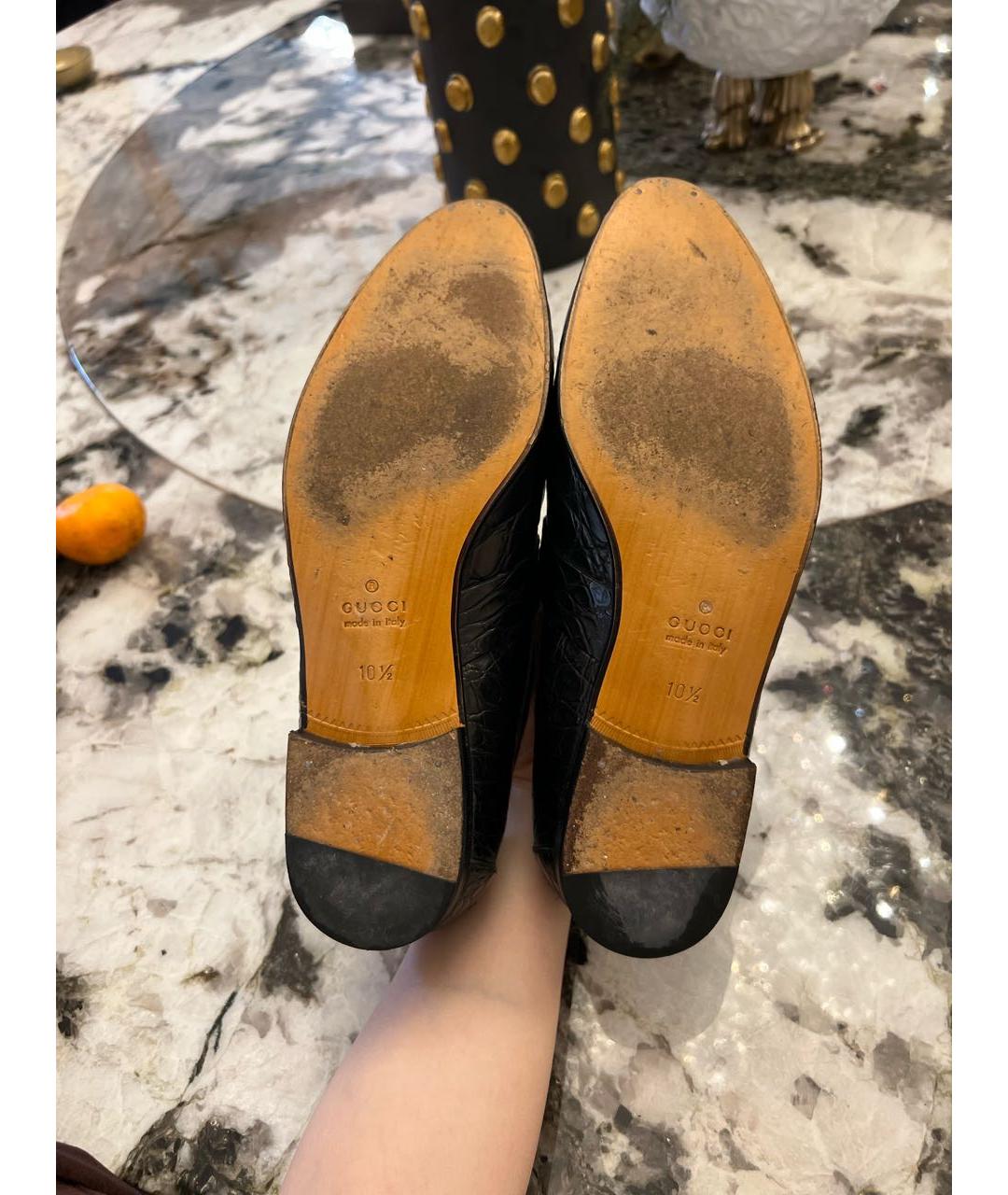 GUCCI Черные лоферы из кожи крокодила, фото 5