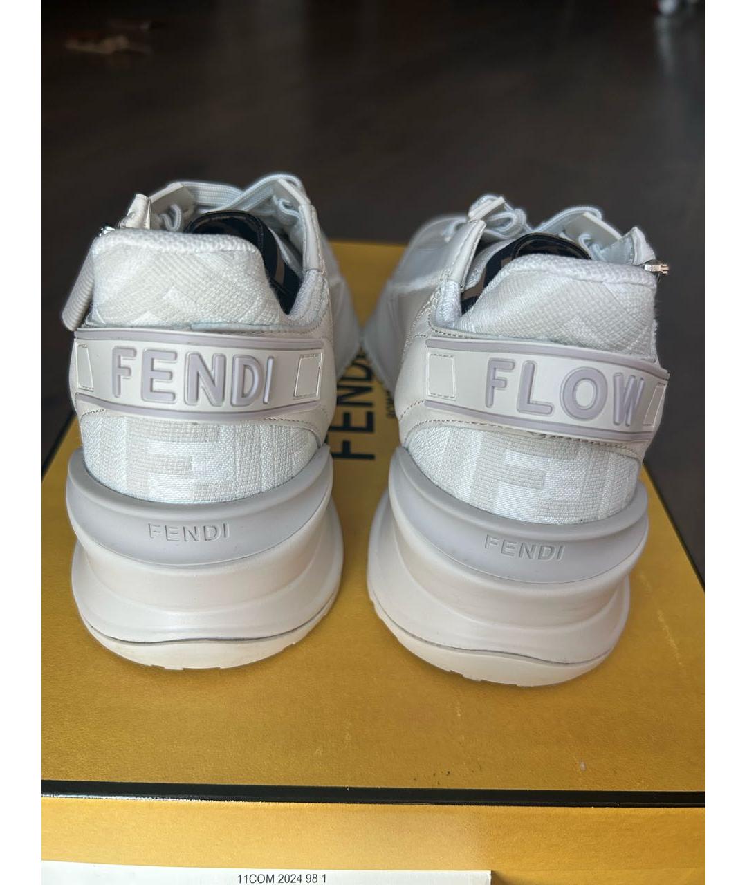 FENDI Бежевые кожаные кроссовки, фото 4
