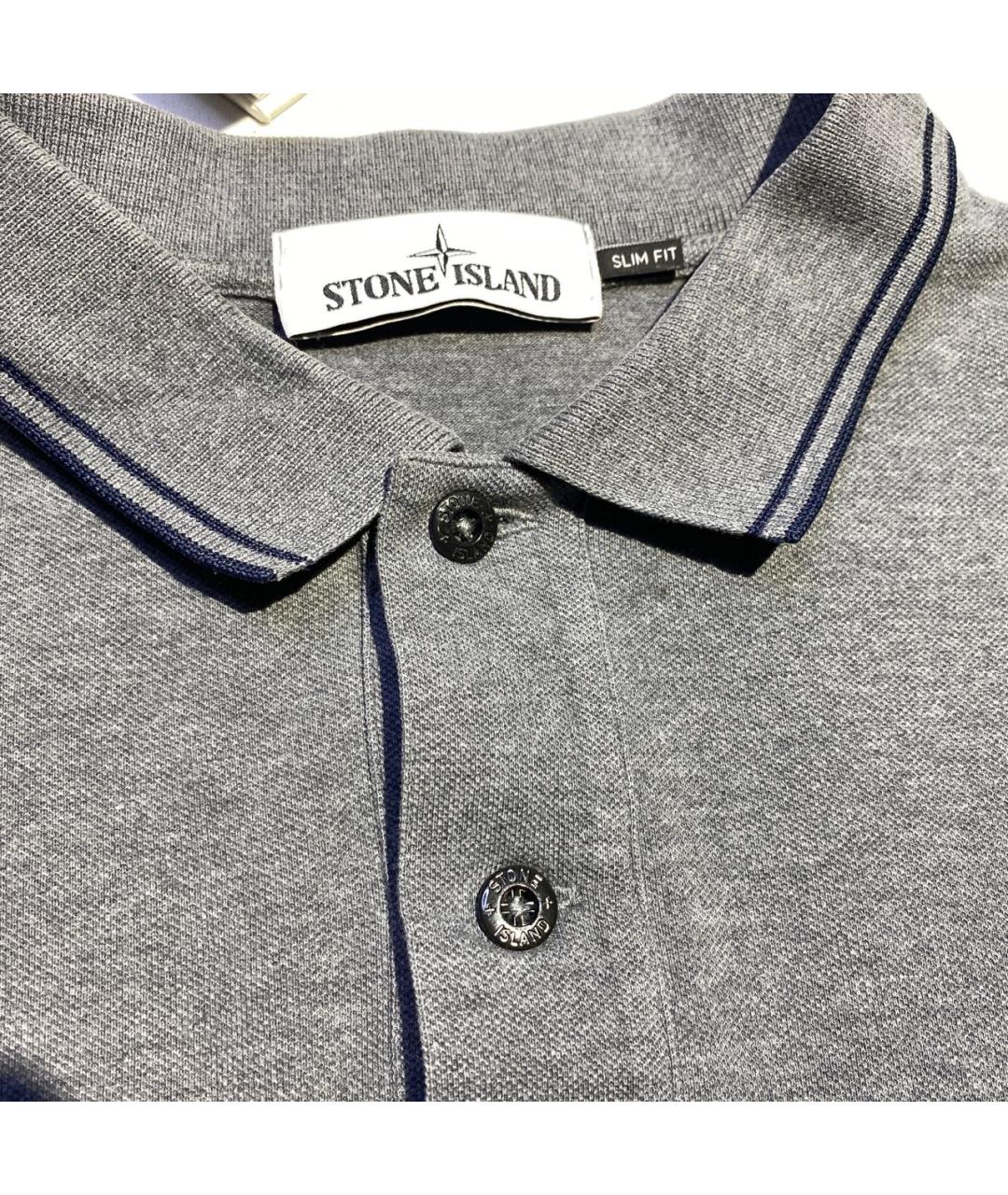 STONE ISLAND Антрацитовое хлопковое поло с длинным рукавом, фото 4