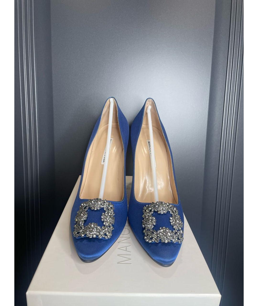 MANOLO BLAHNIK Синие текстильные туфли, фото 2