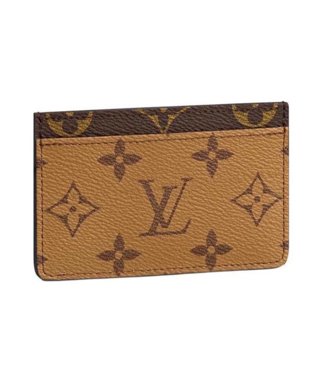 LOUIS VUITTON Коричневый кожаный кардхолдер, фото 2