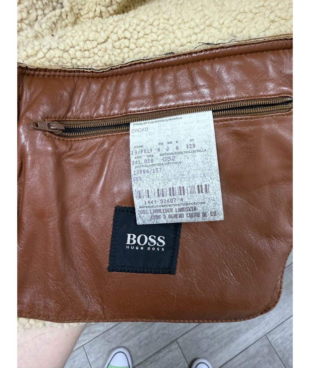 HUGO BOSS Коричневая кожаная дубленка/шуба, фото 3