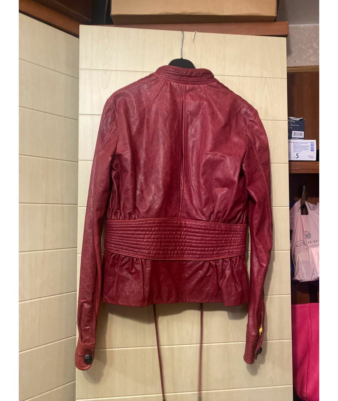 DSQUARED2 Бордовая кожаная куртка, фото 2