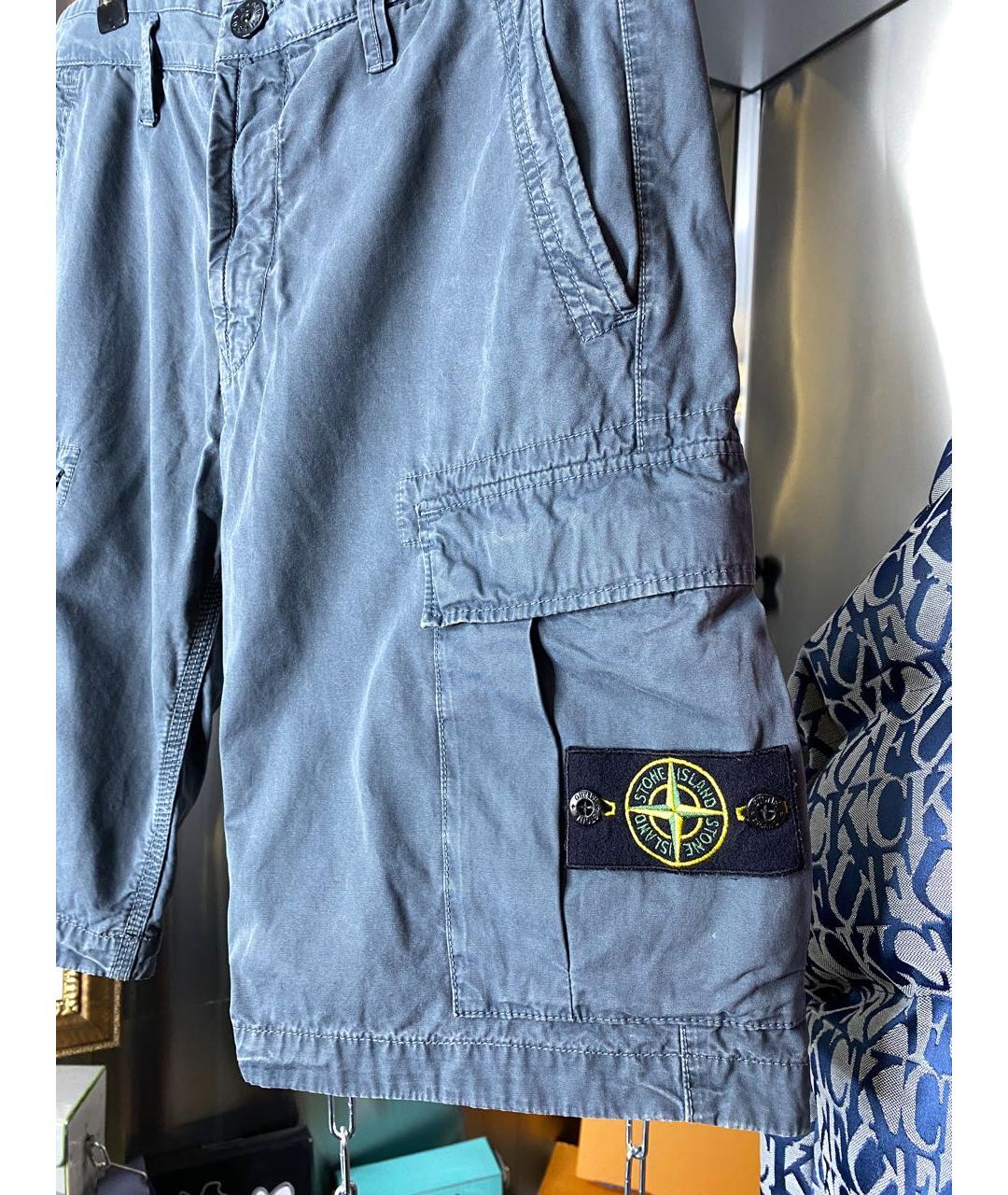 STONE ISLAND Голубые хлопковые шорты, фото 3