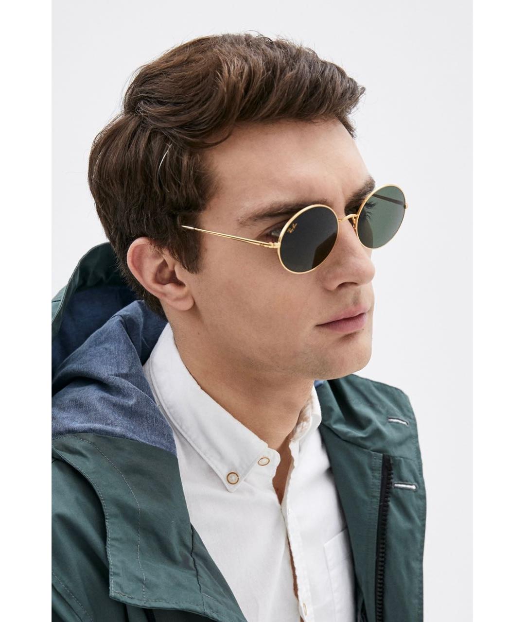 RAY BAN Золотые металлические солнцезащитные очки, фото 7