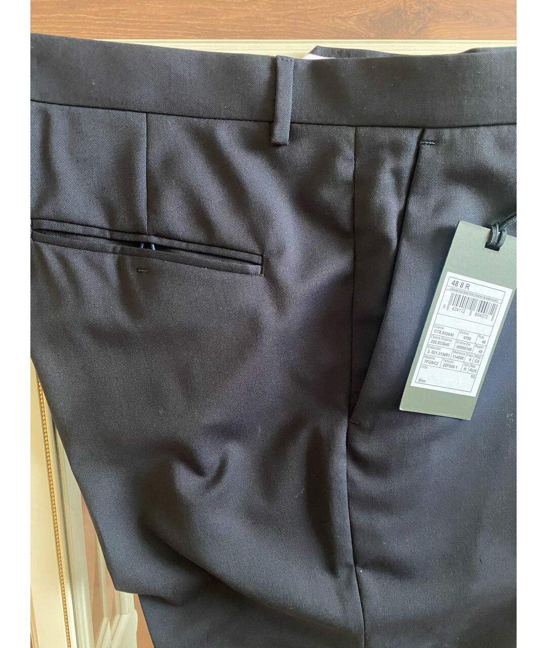 ZZEGNA Темно-синие шерстяные классические брюки, фото 4