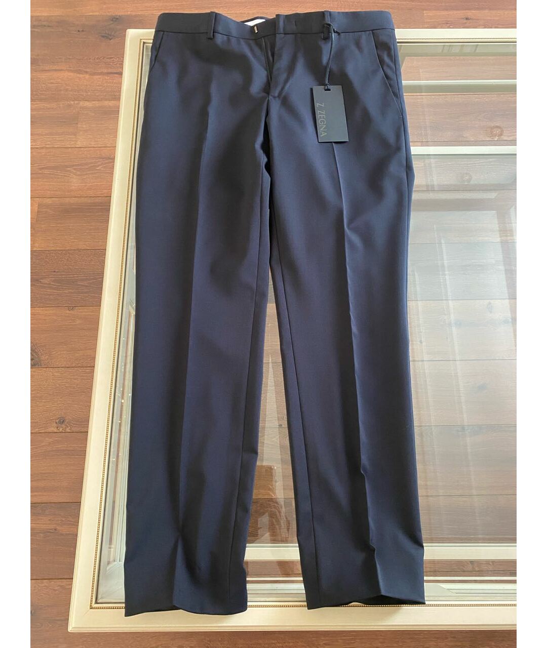 ZZEGNA Темно-синие шерстяные классические брюки, фото 6