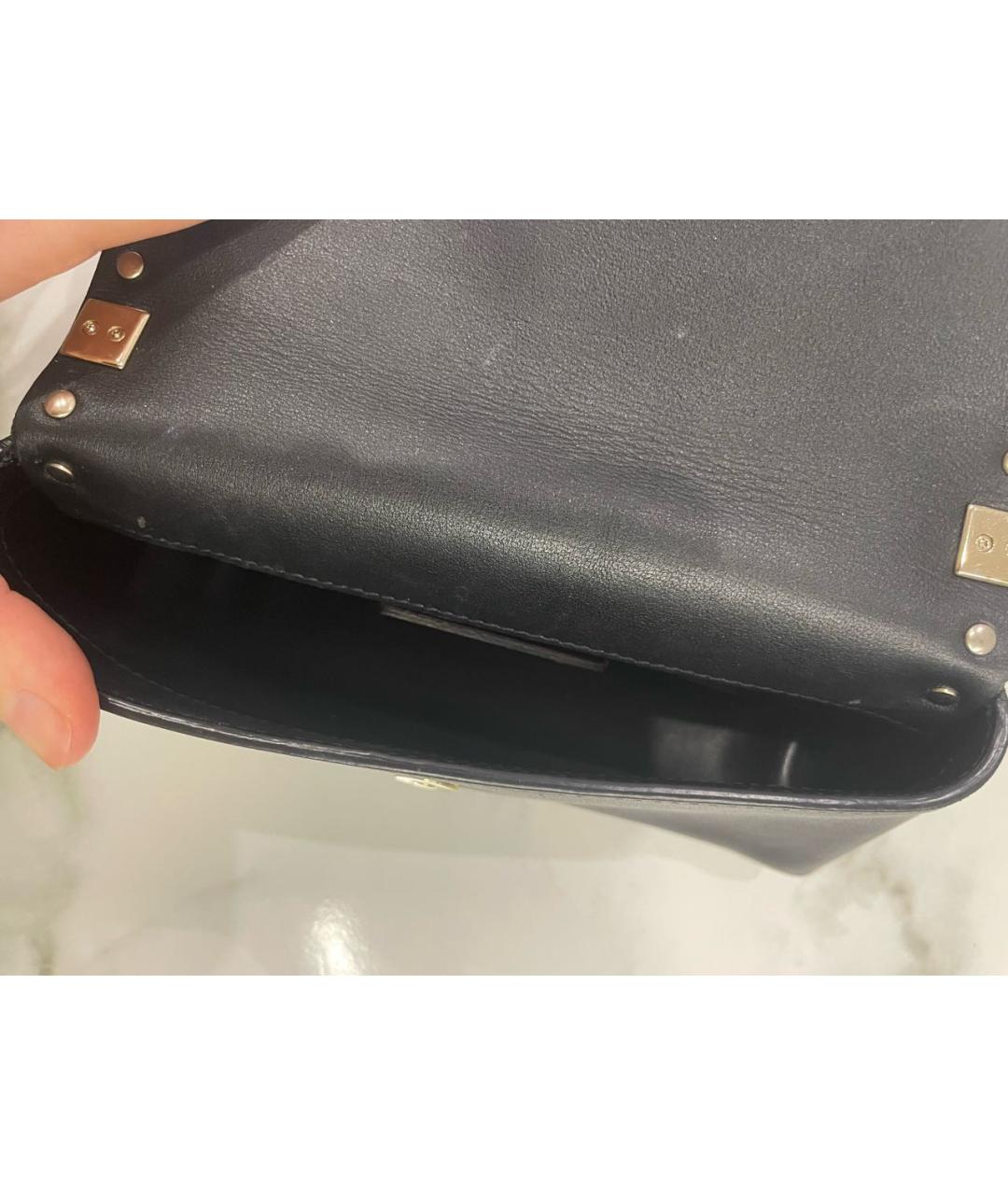 VALENTINO Черная кожаная сумка через плечо, фото 5