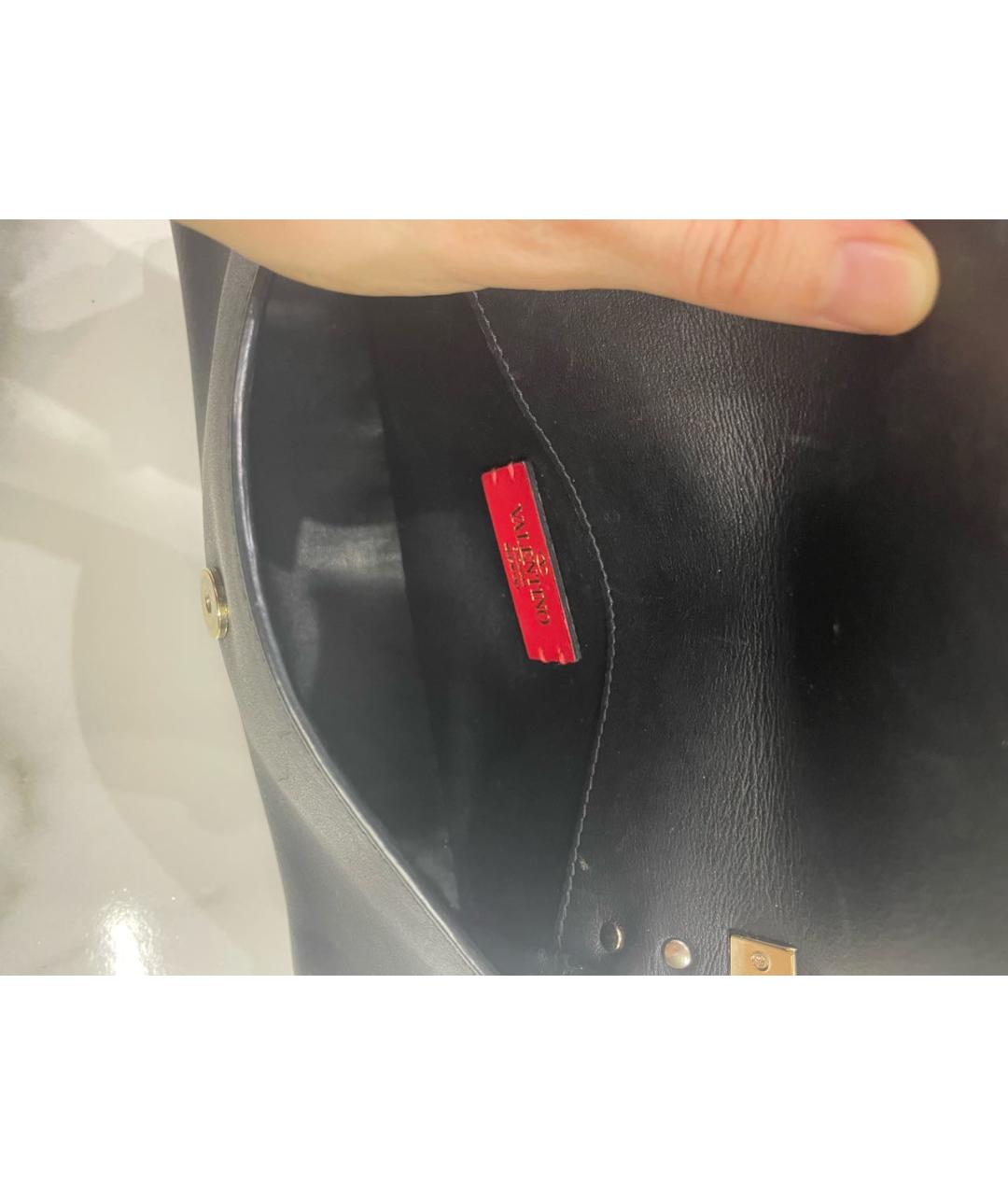 VALENTINO Черная кожаная сумка через плечо, фото 4