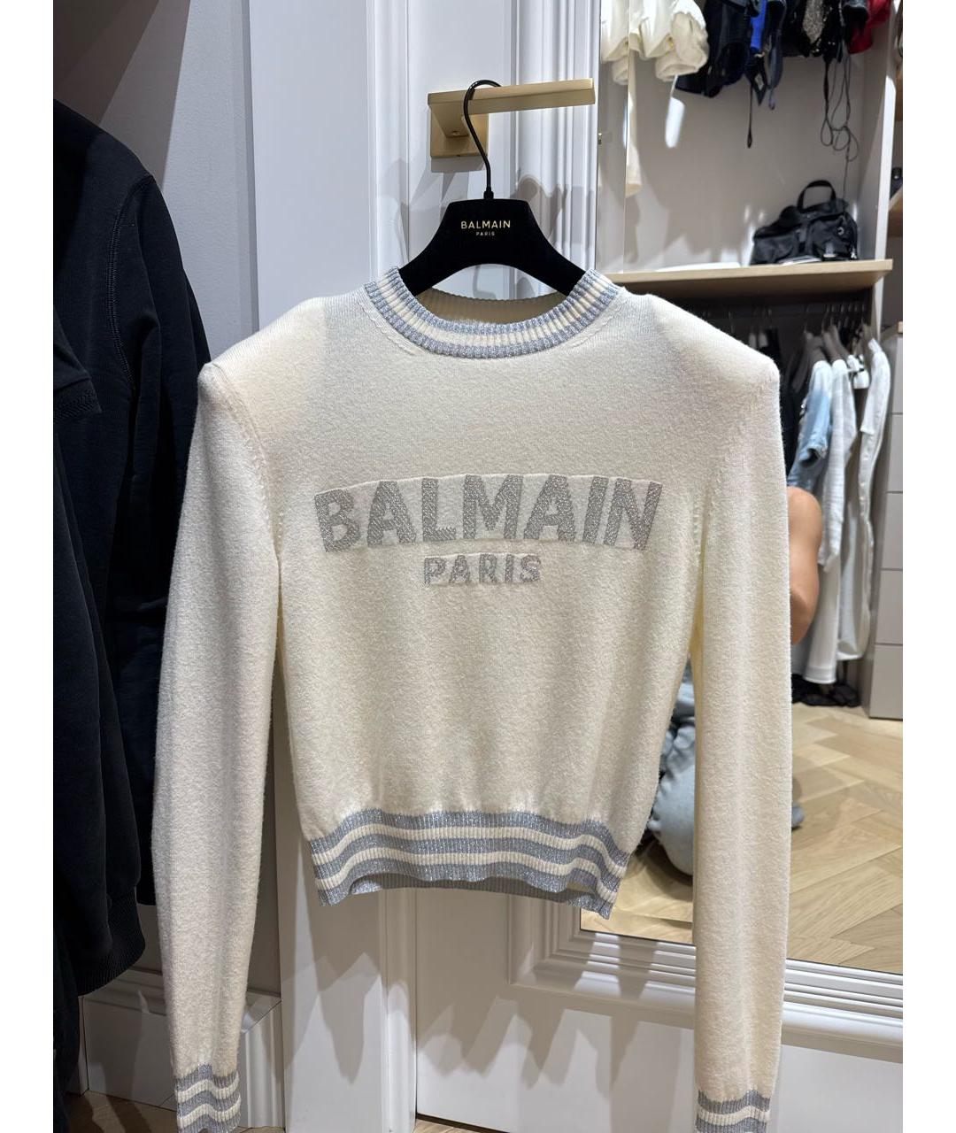 BALMAIN Белый шерстяной джемпер / свитер, фото 5