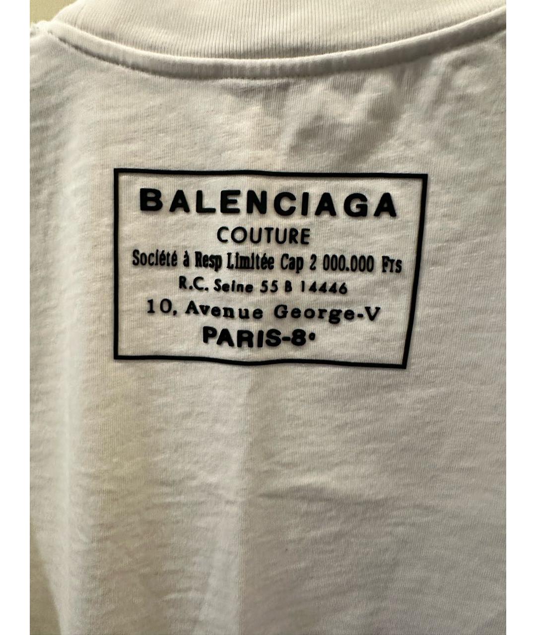 BALENCIAGA Белая хлопковая футболка, фото 3