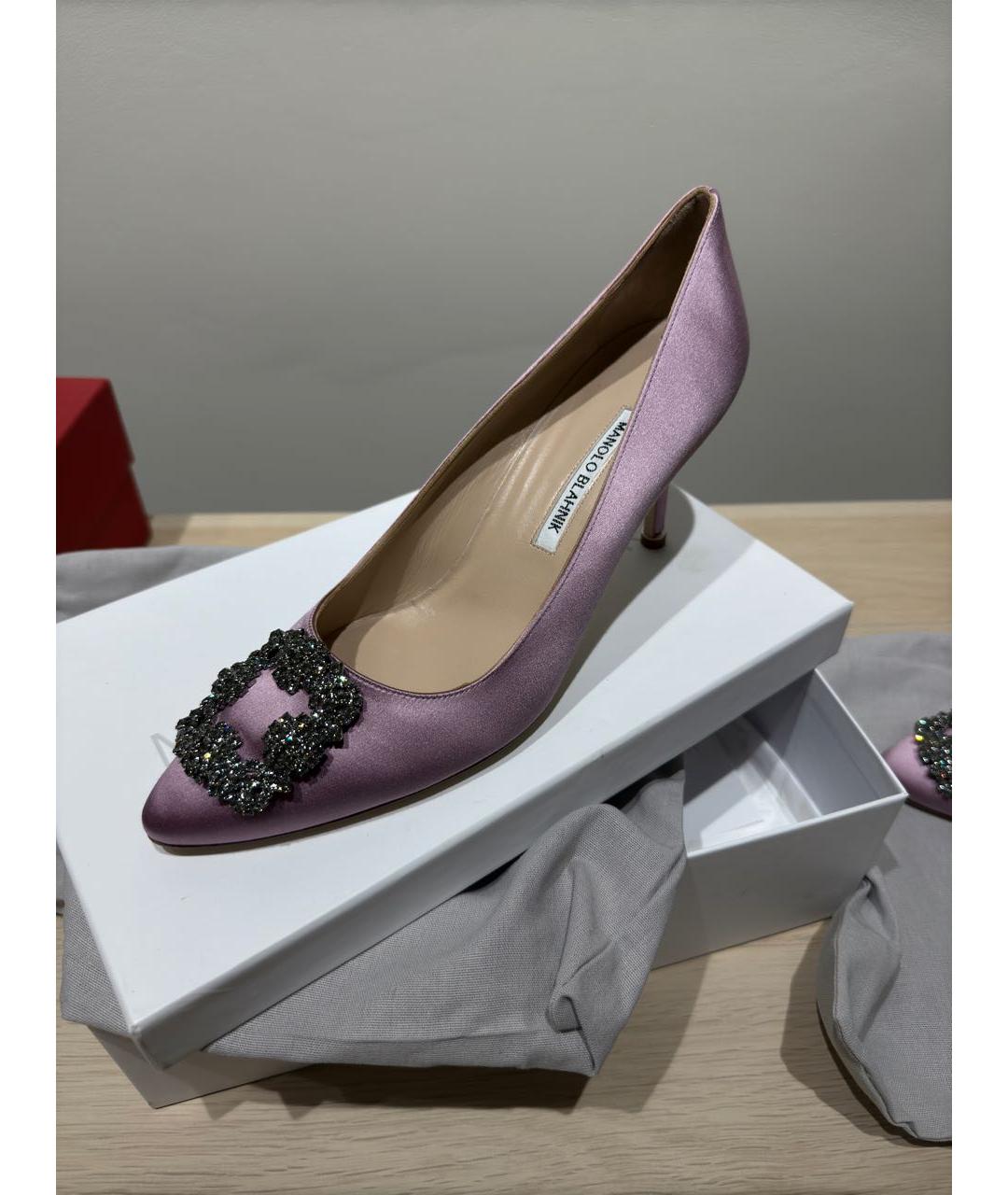 MANOLO BLAHNIK Розовые текстильные туфли, фото 6