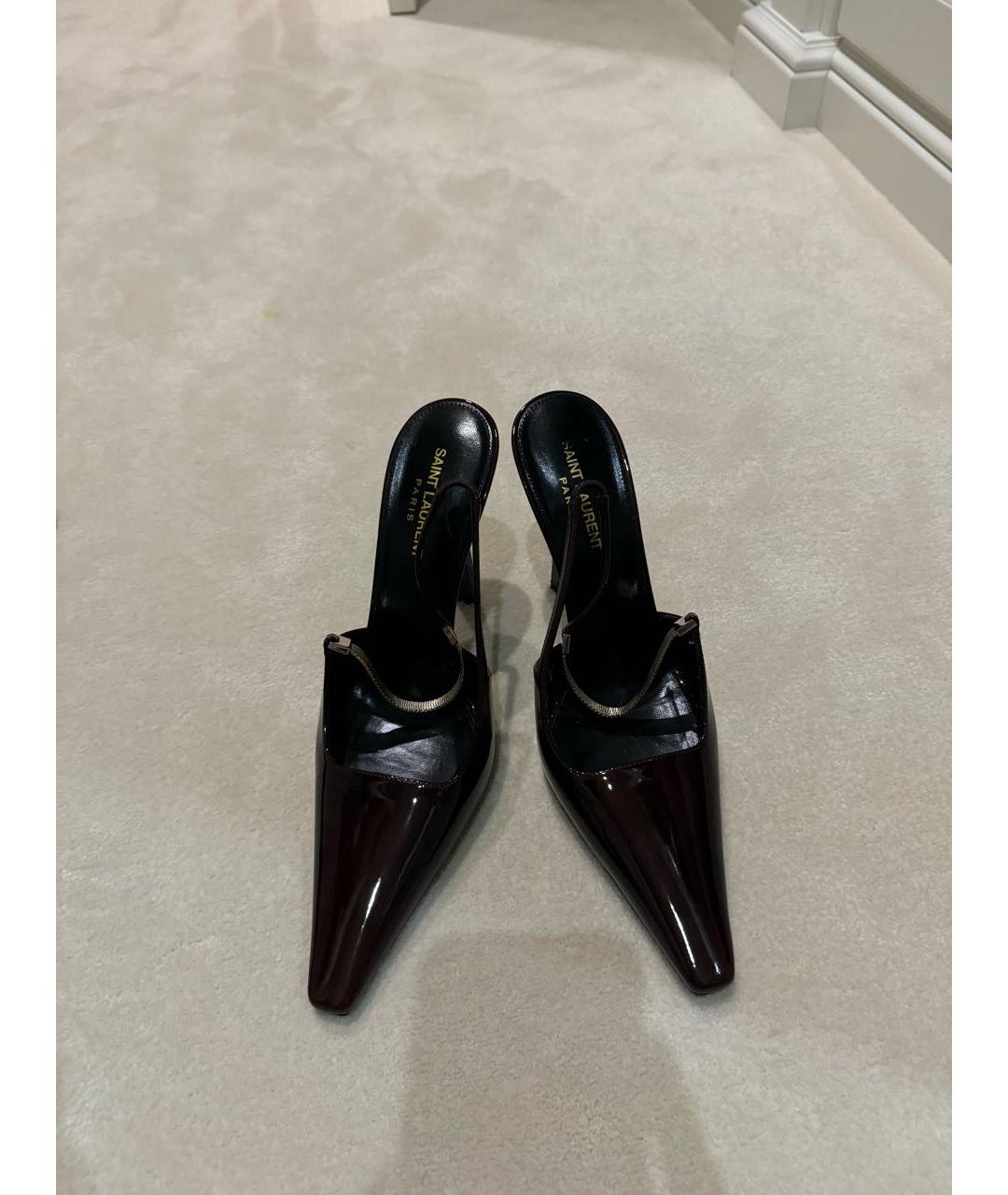 SAINT LAURENT Бордовые туфли из лакированной кожи, фото 2