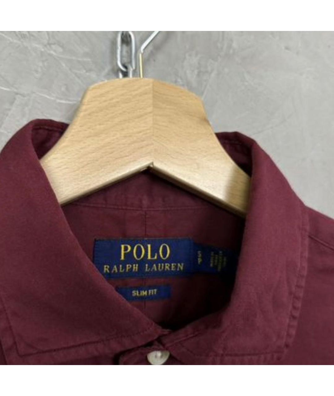 POLO RALPH LAUREN Бордовая хлопковая классическая рубашка, фото 6