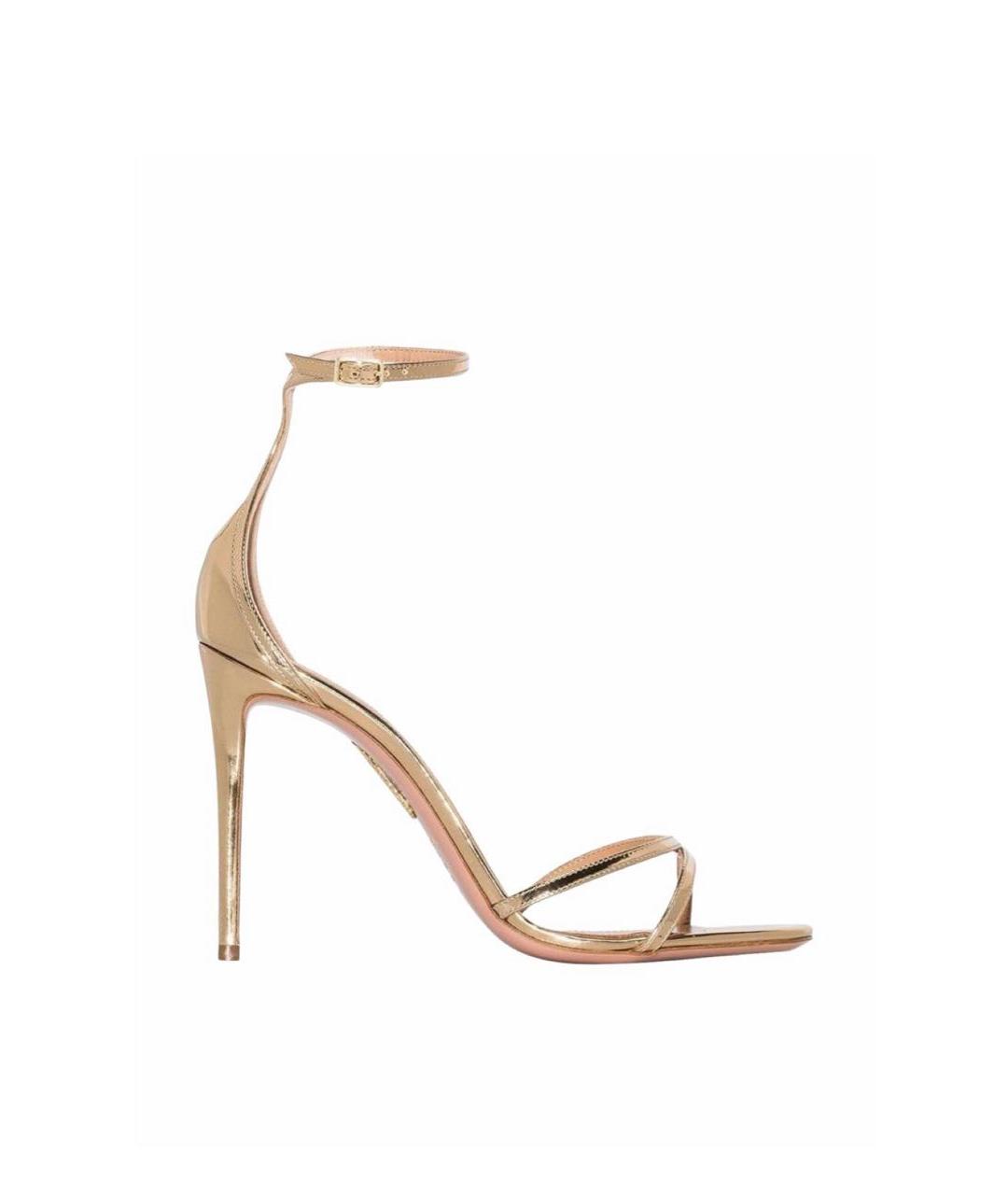 AQUAZZURA Золотые босоножки из лакированной кожи, фото 1
