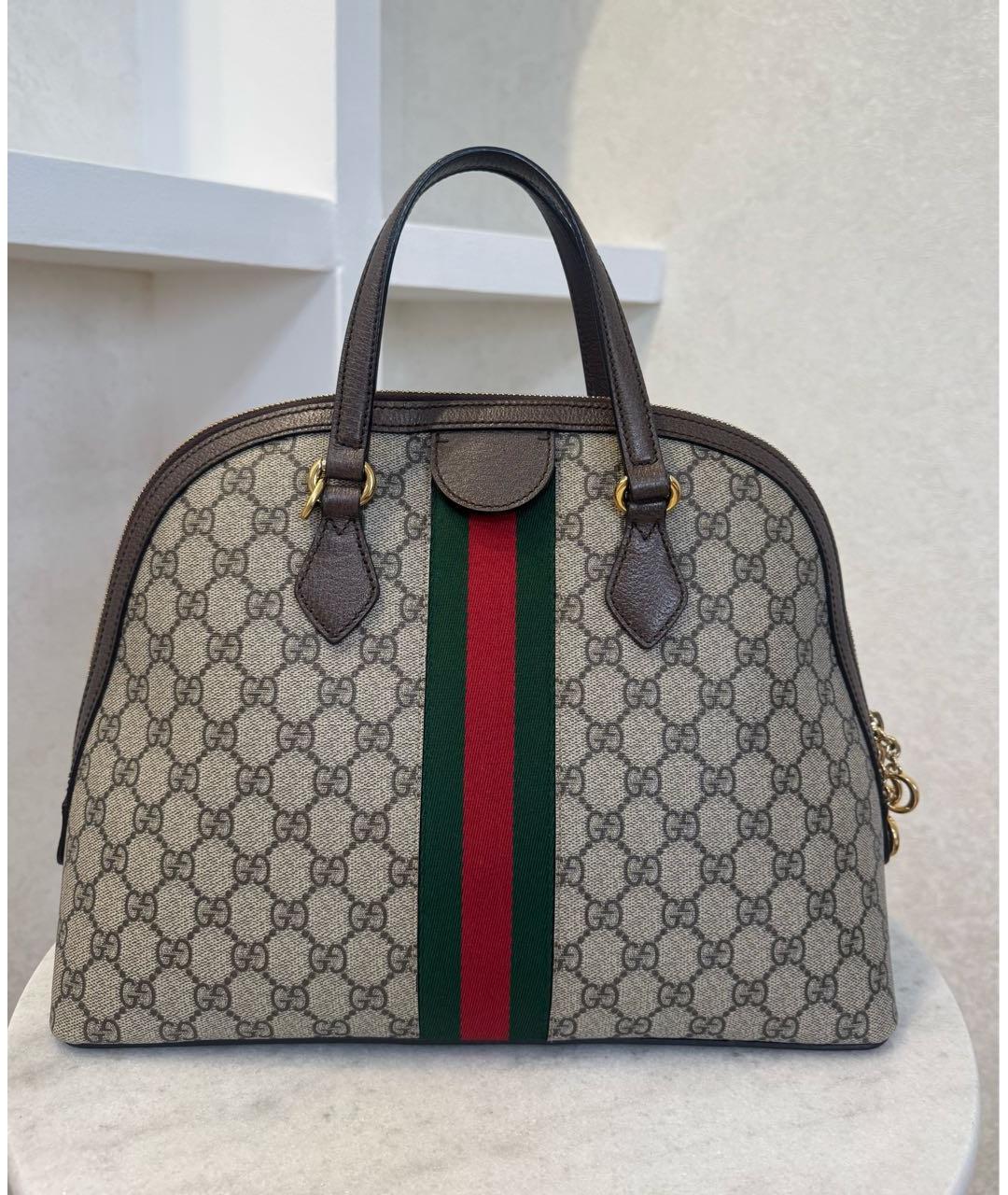 GUCCI Коричневая кожаная сумка тоут, фото 3