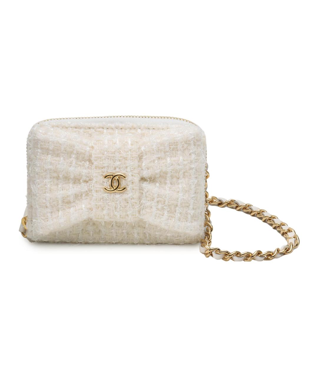 CHANEL Белая твидовая сумка через плечо, фото 1