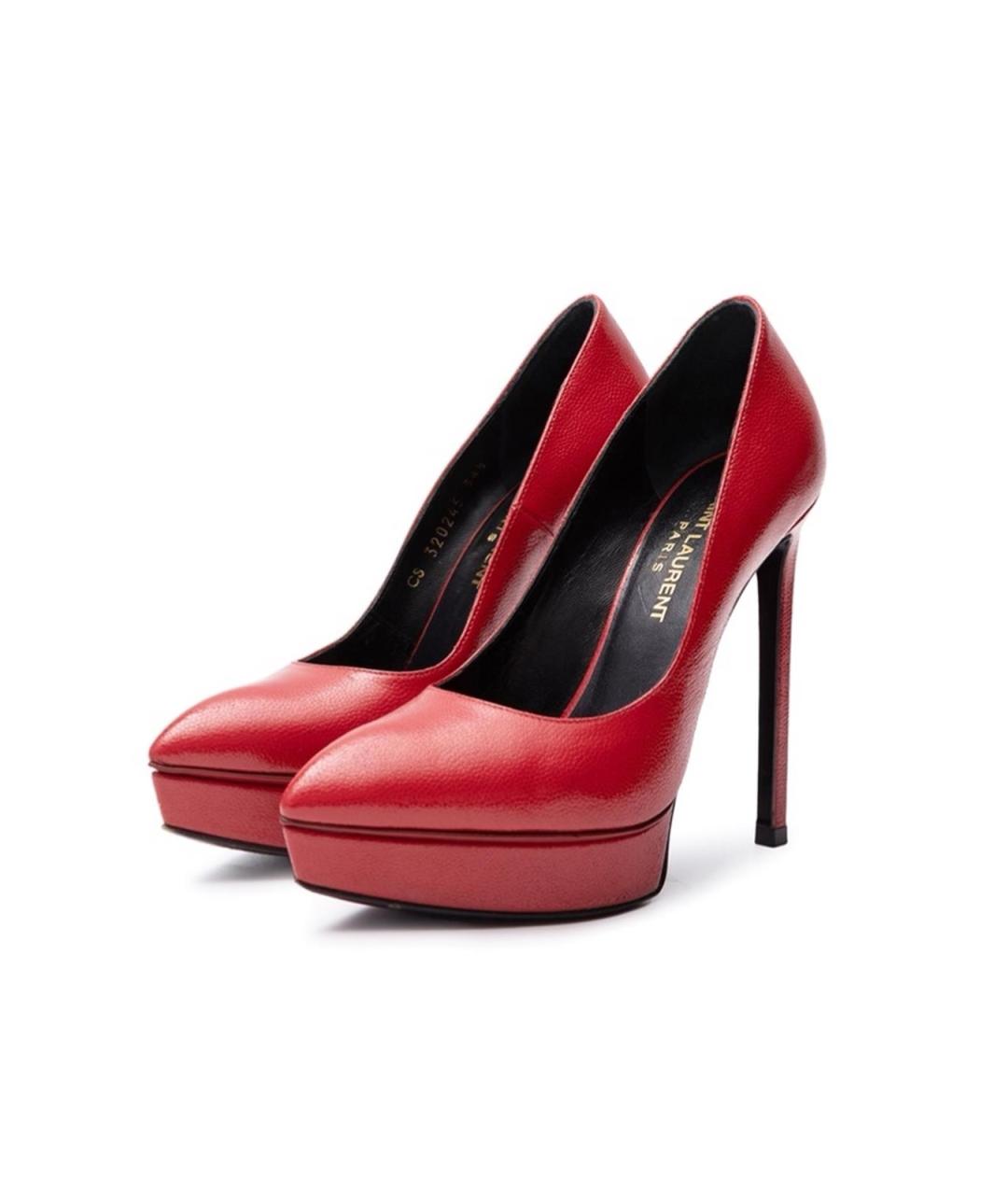 SAINT LAURENT Красные кожаные туфли, фото 2